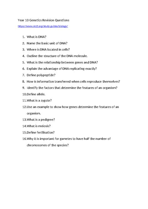 Year 11 Genetics