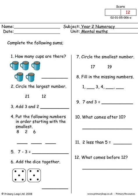 Year 2 Maths Printable Worksheets Primaryleap Math Sheets For Year 2 - Math Sheets For Year 2