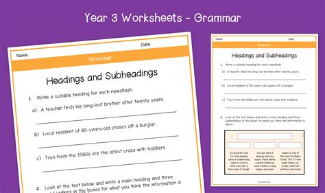 Year 3 Headings And Subheadings Ks2 Grammar Worksheets Headings And Subheadings Ks2 - Headings And Subheadings Ks2