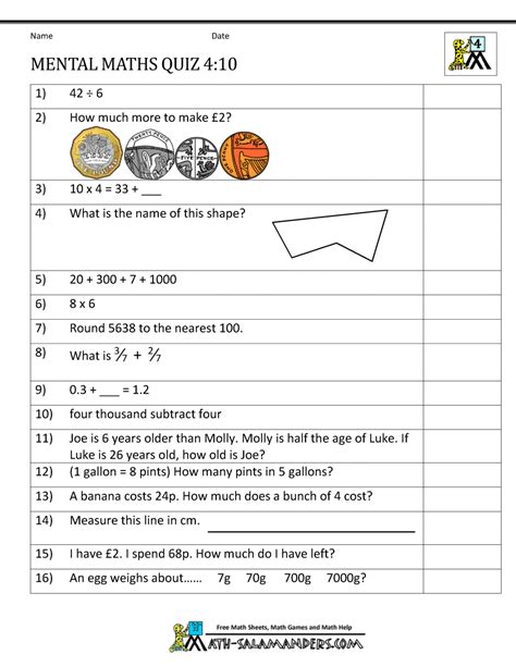 Year 4 Maths Worksheets Pdf Maths Sheets For Math Sheets For Year 4 - Math Sheets For Year 4