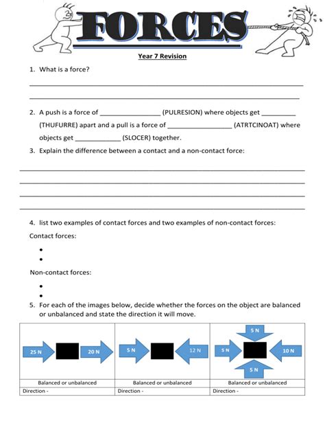 Year 7 Science Forces Summary Notes