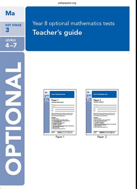 Year 8 Optional Sats Maths Mark Scheme
