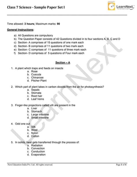 Download Year 7 Science Test Papers 2013 