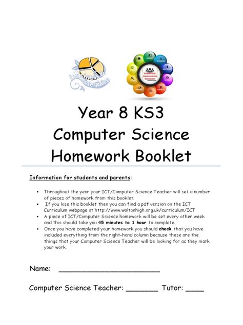 Read Year 8 Ks3 Computer Science Homework Booklet 