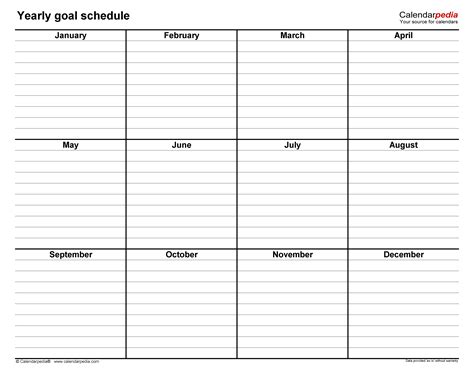 Yearly Schedule Template Excel