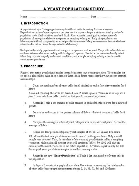 Yeast Population Study Answers