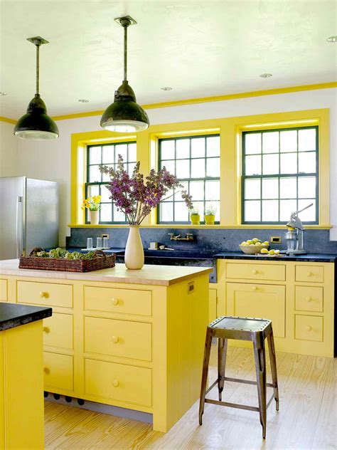 Yellow And Blue Country Kitchen