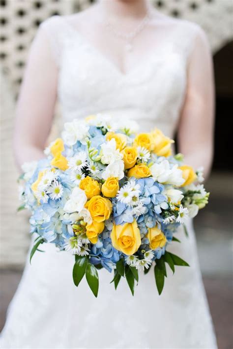 Yellow And Blue Flowers Bouquet