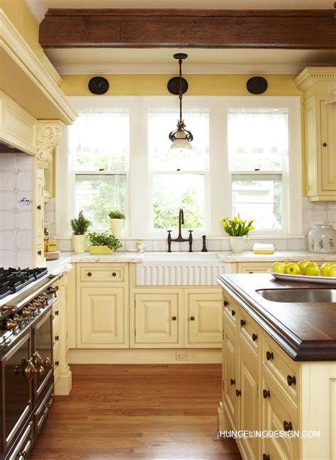 Yellow And White Country Kitchen