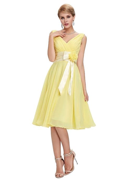 Yellow Chiffon Bridesmaid Dress