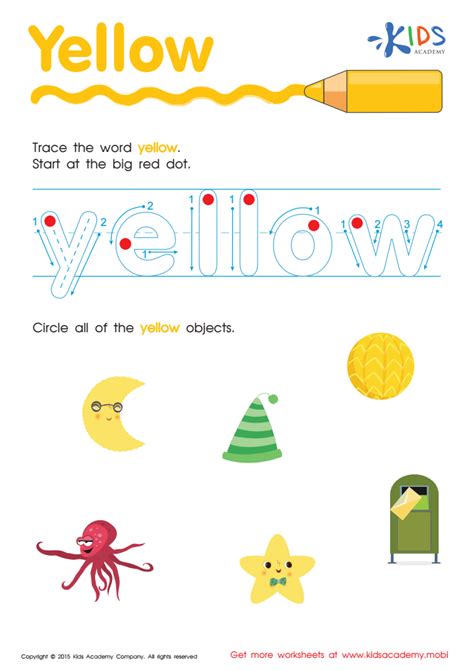 Yellow Tracing Color Words Worksheet Kids Academy Yellow Worksheets For Preschool - Yellow Worksheets For Preschool