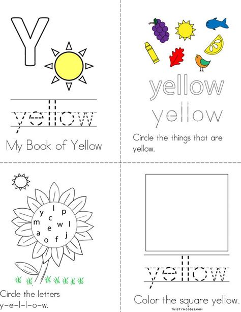 Yellow Worksheets Twisty Noodle Yellow Worksheets For Preschool - Yellow Worksheets For Preschool