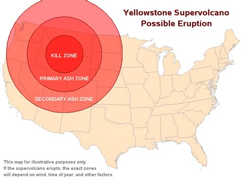 Yellowstone Volcano Eruption Radius