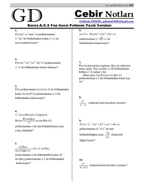 yeni nesil polinom soruları pdfs