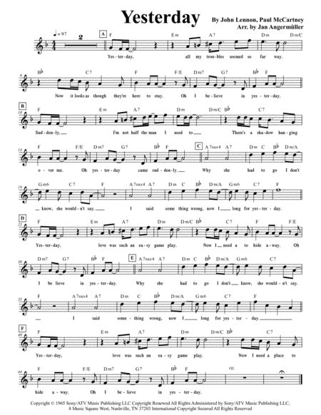 Yesterday Lead Sheet