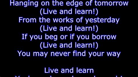 you got to live and learn song lyrics