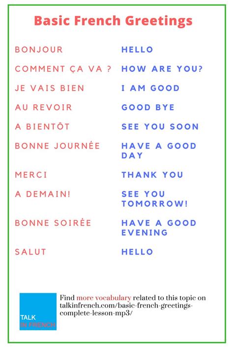 you learn french lesson 16 greetings