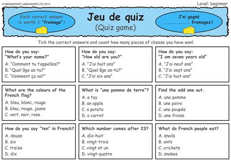 you should learn in french quiz answer