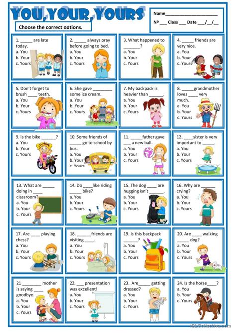 You Your Amp Yours English Esl Worksheets Pdf Your And You Re Worksheet - Your And You're Worksheet