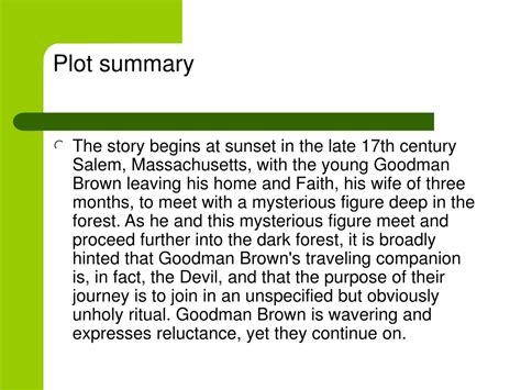 Young Goodman Brown Plot Summary
