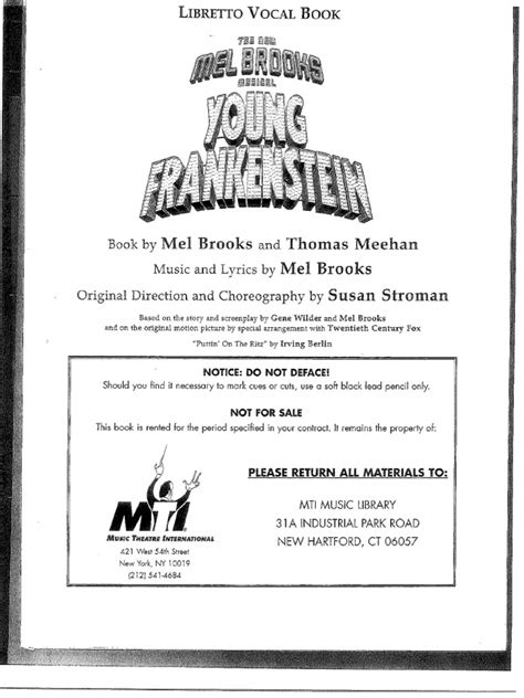 Read Young Frankenstein The Musical Script 