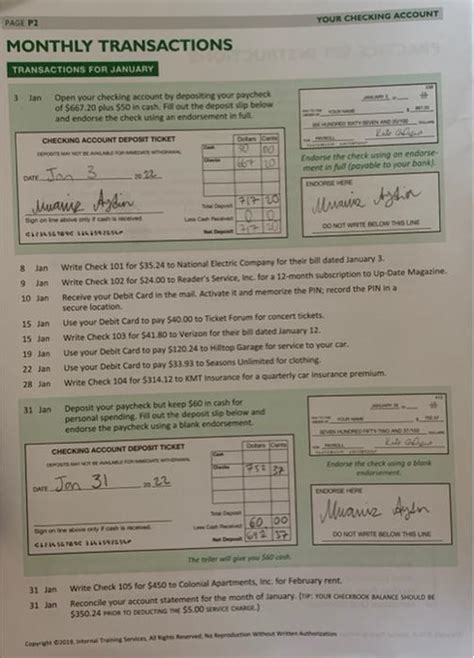 Your Checking Account Packet Answer Key