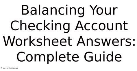your checking account workbook answers