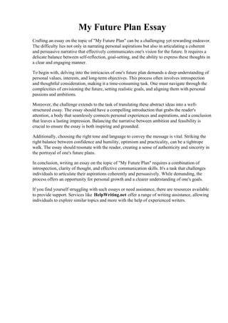 your future plan essay bing