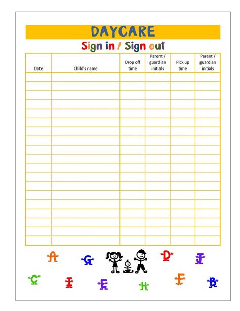 Your Guide To Daycare Sign In Amp Sign Sign In Sheets For Preschool - Sign In Sheets For Preschool
