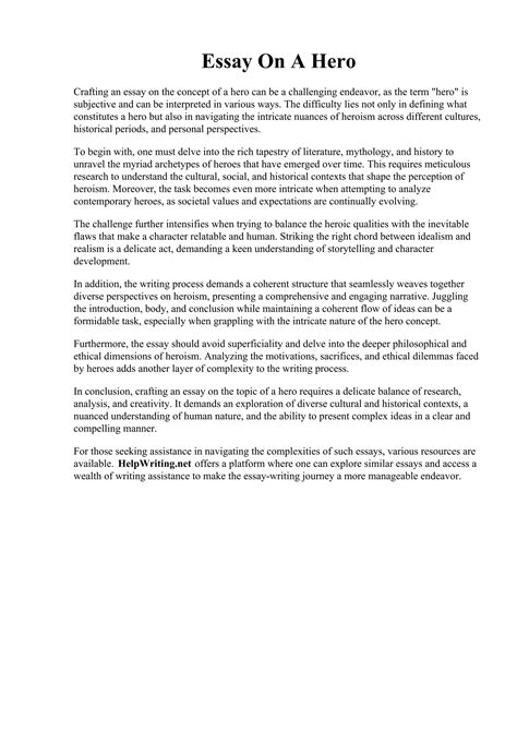 Your Hero Persusive Essay