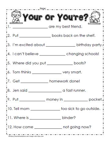 Your Or You X27 Re Worksheets K5 Learning Your And You Re Worksheet - Your And You're Worksheet
