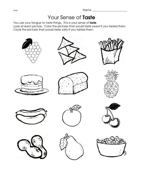 Your Sense Of Taste Worksheets 99worksheets Preschool Worksheet Sense  Taste - Preschool Worksheet Sense: Taste