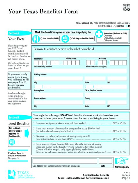 your texas benefit application