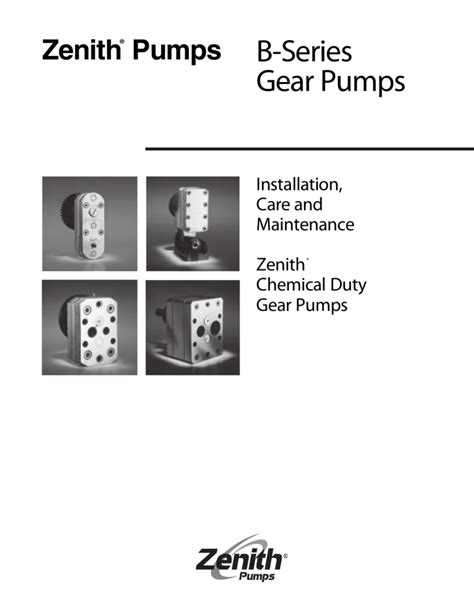 Zenith Pump Manual