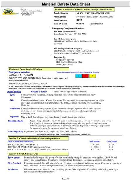 zep canada msds sheets