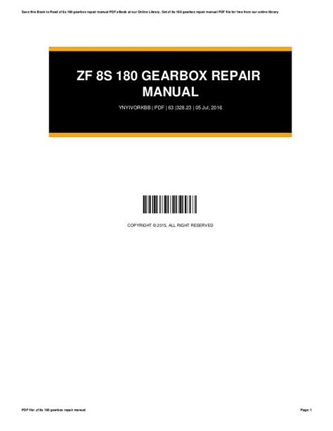 Read Zf 8S 180 Gearbox Repair Manual 