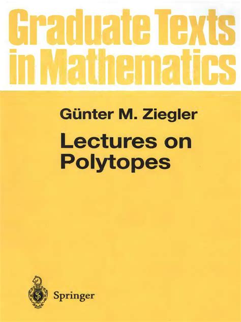 Ziegler Lectures On Polytopes