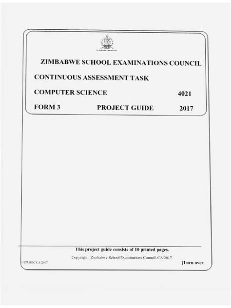 Zimsec A Level Computer Science Syllabus