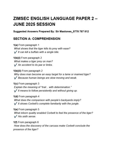 Zimsec English Paper 2
