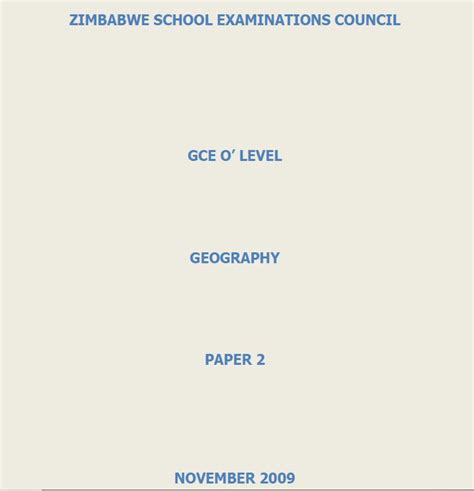 zimsec geography november 2008 with answers