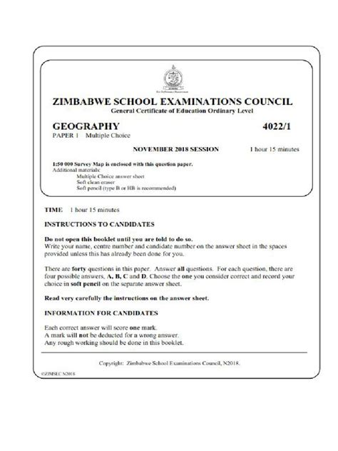 Zimsec Geography Paper1 Marking Scheme 2013 Alevel