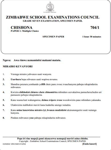 zimsec grade 7 shona paper 2 2013