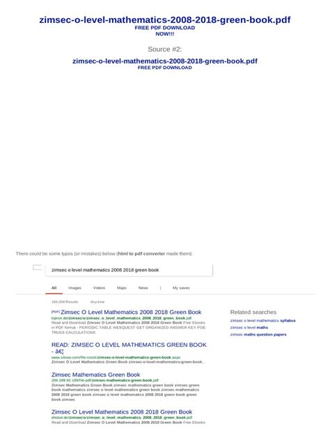 Zimsec O Level Mathematics Green Book Full Online