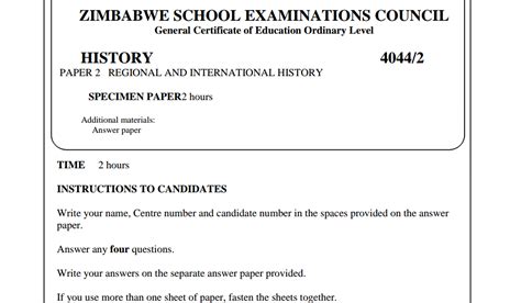 Zimsec O Level Past Exm Paper