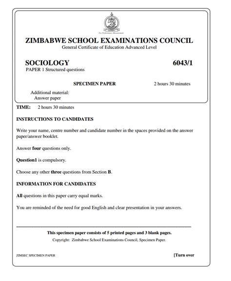 Zimsec Sociology Papers