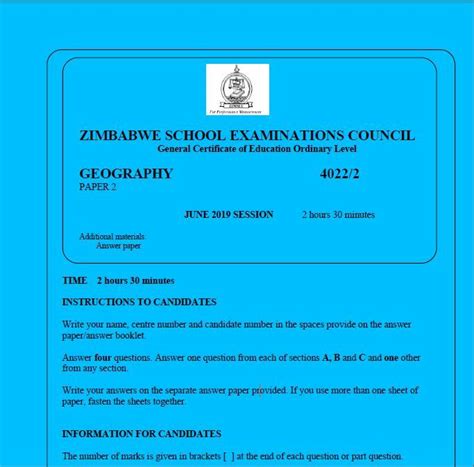 Read Online Zimsec Geography O Level Questions Answers 