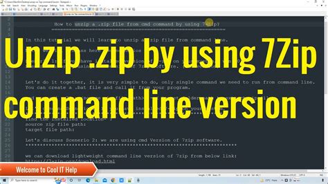 zip and unzip files from command prompt using 7zip - YouTube