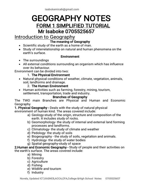 Zjc Geography Notes And Exam Questions