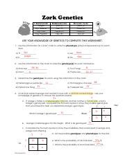 Zork Genetics Answer Key