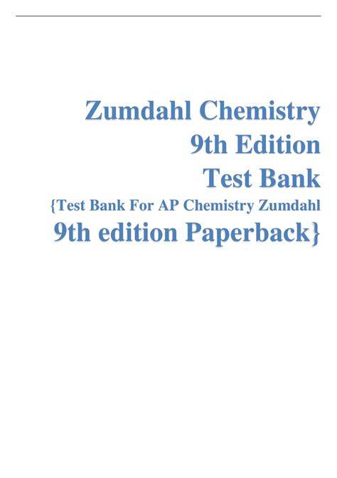 zumdahl chemistry 9th edition test bank